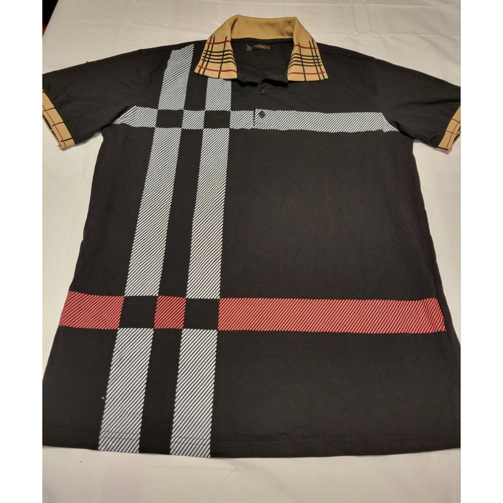 Moderno Men's Multicolored  Short Sleeve Polo Shirt Size XL Italy Design  Large